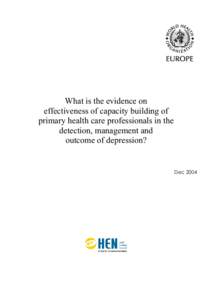 Epidemiology / Design of experiments / Medical informatics / Health economics / Major depressive disorder / Management of depression / Case management / Antidepressant / Evidence-based practice / Medicine / Health / Clinical research