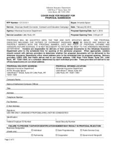 Arkansas Insurance Department 1200 West 3rd Street, Suite 201 Little Rock, AR[removed]COVER PAGE FOR REQUEST FOR PROPOSAL SUBMISSION