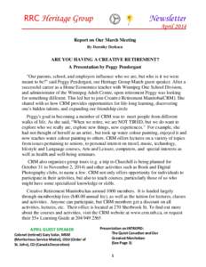 RRC Heritage Group  Newsletter April 2014
