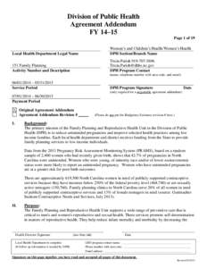 Division of Public Health Agreement Addendum FY 14–15 Page 1 of 19  Local Health Department Legal Name