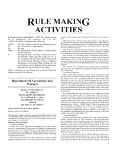 RULE MAKING ACTIVITIES Each rule making is identified by an I.D. No., which consists of 13 characters. For example, the I.D. No. AAM[removed]E indicates the following: