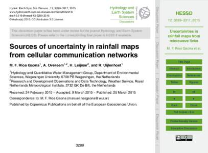 This discussion paper is/has been under review for the journal Hydrology and Earth System Sciences (HESS). Please refer to the corresponding final paper in HESS if available. Discussion Paper  Hydrol. Earth Syst. Sci. Di