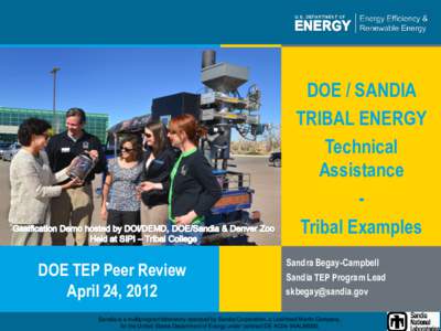 U.S. Department of Energy Tribal Energy Program Fiscal Year 2012 Peer Review