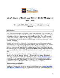 Thirty Years of Library Ballot Measure in California (1980 – 2009)