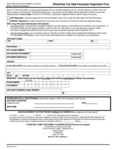 Official New York State Prescription Registration Form - DOH-4329