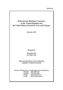 RP01[removed]Protection for Banking Consumers in the United Kingdom and the United States of America: Fees and Charges