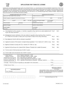 TOB 555 Application for tobacco license