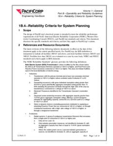 Engineering Handbook  Volume 1—General Part B—Operability and Reliability Guidelines 1B.4—Reliability Criteria for System Planning