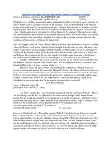 Southern Campaign American Revolution Pension Statements & Rosters Pension application of Edward Lloyd BLWt2007-200 fn19SC Transcribed by Will Graves[removed]Methodology: Spelling, punctuation and/or grammar have been c