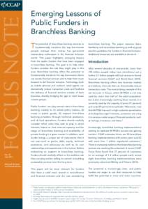 Emerging Lessons of Public Funders in Branchless Banking