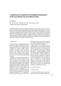 Comparisons of stegodon and elephantid abundances in the Late Pleistocene of southern China H. Saegusa