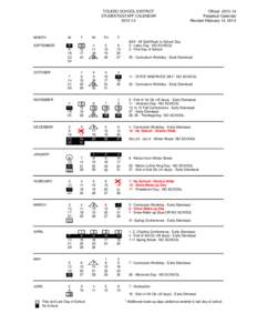 TOLEDO SCHOOL DISTRICT STUDENTS/STAFF CALENDAR[removed]Official[removed]Perpetual Calendar