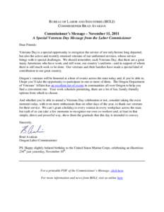 Microsoft Word - Commissioners Message November 11, 2011.doc