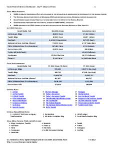 Social Media Statistics Dashboard: July FY 2012 Summary  1