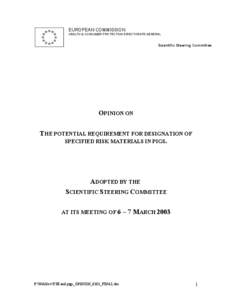 Biology / Agriculture / Bovine spongiform encephalopathy / Meat and bone meal / Specified risk material / Scrapie / Feed ban / Prion / Bone meal / Transmissible spongiform encephalopathies / Meat industry / Health