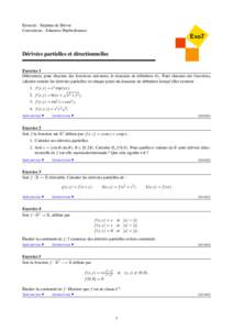 Enoncés : Stephan de Bièvre Corrections : Johannes Huebschmann Exo7 Dérivées partielles et directionnelles Exercice 1