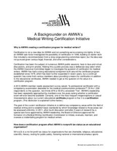Knowledge / Medical writing / AMWA Journal / Certification / Professional certification / Test / American Medical Writers Association / Standards / Evaluation / Education