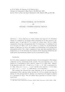 in: D. E. Dobbs, M. Fontana, S.-E. Kabbaj (eds.), Advances in Commutative Ring Theory (Fes III ConfLecture Notes in Pure and Appl. Mathematics 205, Dekker 1999, pp 323–336. POLYNOMIAL FUNCTIONS ON