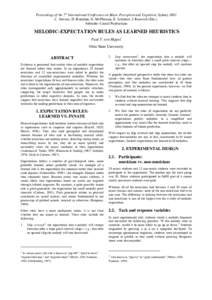 Proceedings of the 7th International Conference on Music Perception and Cognition, Sydney 2002 C. Stevens, D. Burnham, G. McPherson, E. Schubert, J. Renwich (Eds.). Adelaide: Causal Productions MELODIC-EXPECTATION RULES 