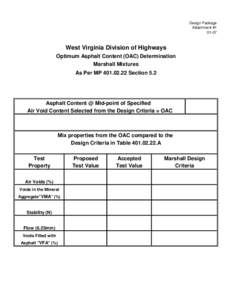 Design Package Attachment #[removed]West Virginia Division of Highways Optimum Asphalt Content (OAC) Determination