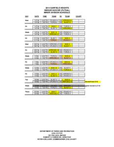 2014 GARFIELD HEIGHTS INDOOR SOCCER (FUTSAL) MINOR DIVISION SCHEDULE DAY  DATE