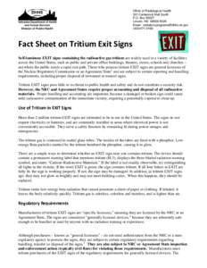 Fact Sheet on Tritium Exit Signs