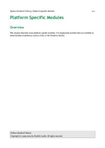 Python Standard Library: Platform Specific Modules[removed]Platform Specific Modules Overview