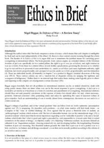 www.klice.co.uk  Autumn[removed]Vol.20 No.2) Nigel Biggar, In Defence of War—A Review Essay1 Philip Powell