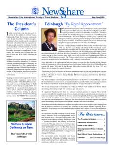 Newsletter of the International Society of Travel Medicine  The President’s Column I
