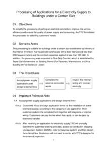 Processing of Applications for a Electricity Supply to Buildings under a Certain Size 01 Objectives