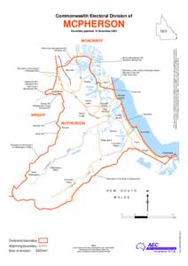 Commonwealth Electoral Division of  MCPHERSON QLD  Boundary gazetted 15 December 2009