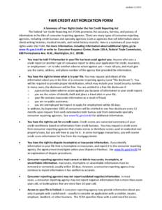 Credit bureau / Credit history / Credit score / Opt-out / Identity theft / Consumer protection / Tenant screening / Fair and Accurate Credit Transactions Act / Financial economics / Credit / Fair Credit Reporting Act