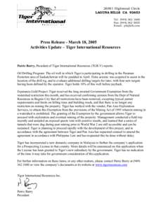 Microsoft Word - Press Release March18'05.doc