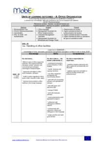 UNITS OF LEARNING OUTCOMES – A: OFFICE ORGANISATION A unit of learning outcomes is a component of a qualification consisting of a coherent set of knowledge, skills and competence that can be assessed and validated. (EC