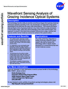 wavefront sensing portfolio  National Aeronautics and Space Administration Wavefront Sensing Analysis of Grazing Incidence Optical Systems