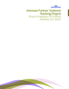 Intimate Partner Violence Tracking Project Phase IV Highlights of Findings Summary Fact Sheet  Intimate	
  Partner	
  Violence	
  Tracking	
  Project	
  