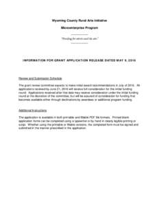 Wyoming County Rural Arts Initiative Microenterprise Program ___________ “Funding for artists and the arts” ___________