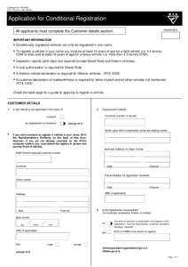 Catalogue NoRTA Form NoApplication for Conditional Registration Attachments