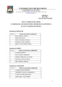 UNIVERSITATEA DIN BUCUREŞTI Bd. Mihail Kogălniceanu, Nr, Sector 5 Cod poştal, Bucureşti, România Tel: +; +; Fax: +Http://www.unibuc.ro