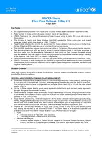 UNICEF-Liberia Ebola Virus Outbreak: SitRep #11 7 April 2014 Key Points  