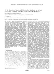 Earth / Pacific decadal oscillation / Pycnocline / Sea surface temperature / Rossby wave / Global climate model / Thermocline / Ocean gyre / El Niño-Southern Oscillation / Atmospheric sciences / Physical oceanography / Meteorology