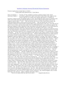 Southern Campaign American Revolution Pension Statements Pension Application of John Harvey S16851 Transcribed and annotated by C. Leon Harris On this 25 th day of [blank; pension certificate dated 1 Mar[removed]personally