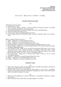 Załącznik do Uchwały Nr XXXI[removed]Rady Miasta Nowy Targ z dnia 29 kwietnia 2013 roku  S T A T UT