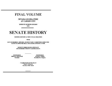 FINAL VOLUME NEVADA LEGISLATURE AT CARSON CITY SEVENTY-SEVENTH SESSION 2013