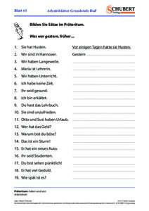 Blatt 61  Arbeitsblätter Grundstufe DaF 