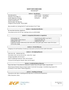 SAFETY DATA SHEET (SDS) HemataSeal™ Manufactured For: Separation Technology, Inc. An EKF Diagnostics Company 570 Monroe Road, Suite 1008