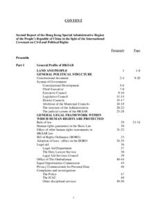 CONTENT  Second Report of the Hong Kong Special Administrative Region of the People’s Republic of China in the light of the International Covenant on Civil and Political Rights Paragraph