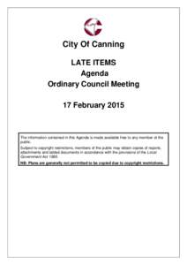 Late Items Agenda of Ordinary Council Meeting[removed]February 2015