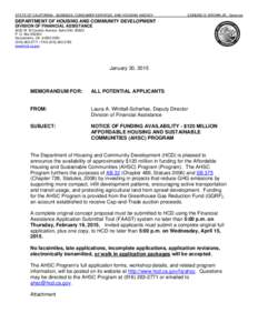 STATE OF CALIFORNIA - BUSINESS, CONSUMER SERVICES, AND HOUSING AGENCY  EDMUND G. BROWN JR., Governor DEPARTMENT OF HOUSING AND COMMUNITY DEVELOPMENT DIVISION OF FINANCIAL ASSISTANCE