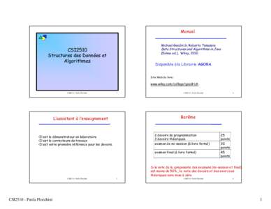 Manuel Michael Goodrich, Roberto Tamassia Data Structures and Algorithms in Java  CSI2510